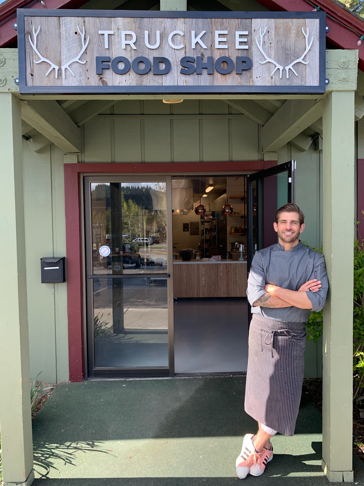 Chef Eduardo Diaz de Leon at the Truckee Food Shop entrance